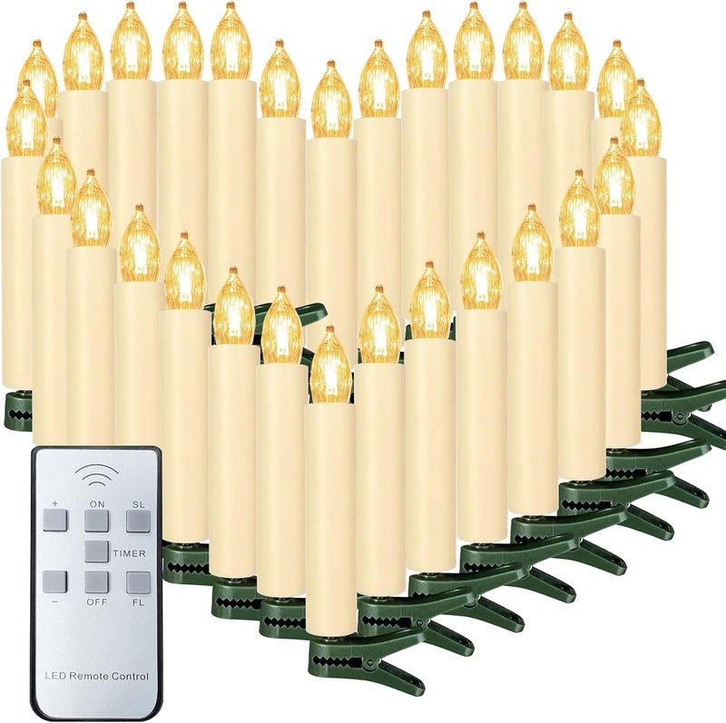 Sunjas Store 20PCS LED Flameless Candles Battery Operated Christmas Tree Candles with Remote, Button Cell Battery, Timer, Dimmer Battery Candle Flickering Warm Light Window Candle Christmas Home Decor - Image 1